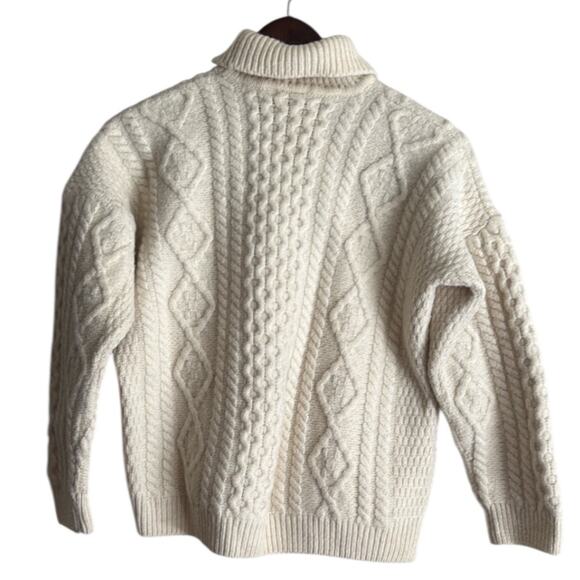 Carraig Donn White Cable Knit Wool Sweater Sz M - Picture 4 of 4